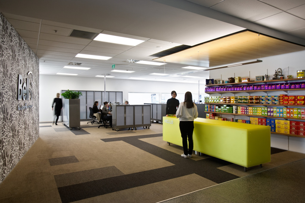 Corporate Interiors Bell Tea Office Warehouse Aspec Construction Auckland